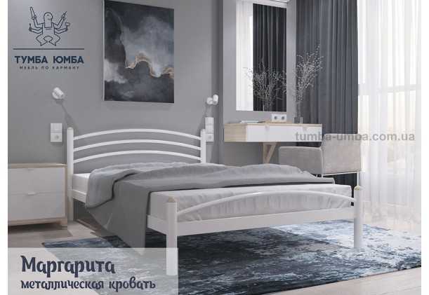 фото стандартная односпальная металлическая кровать Маргаритаа Металл-Дизайн в спальню, на дачу или в гостиницу дешево от производителя с доставкой по всей Украине