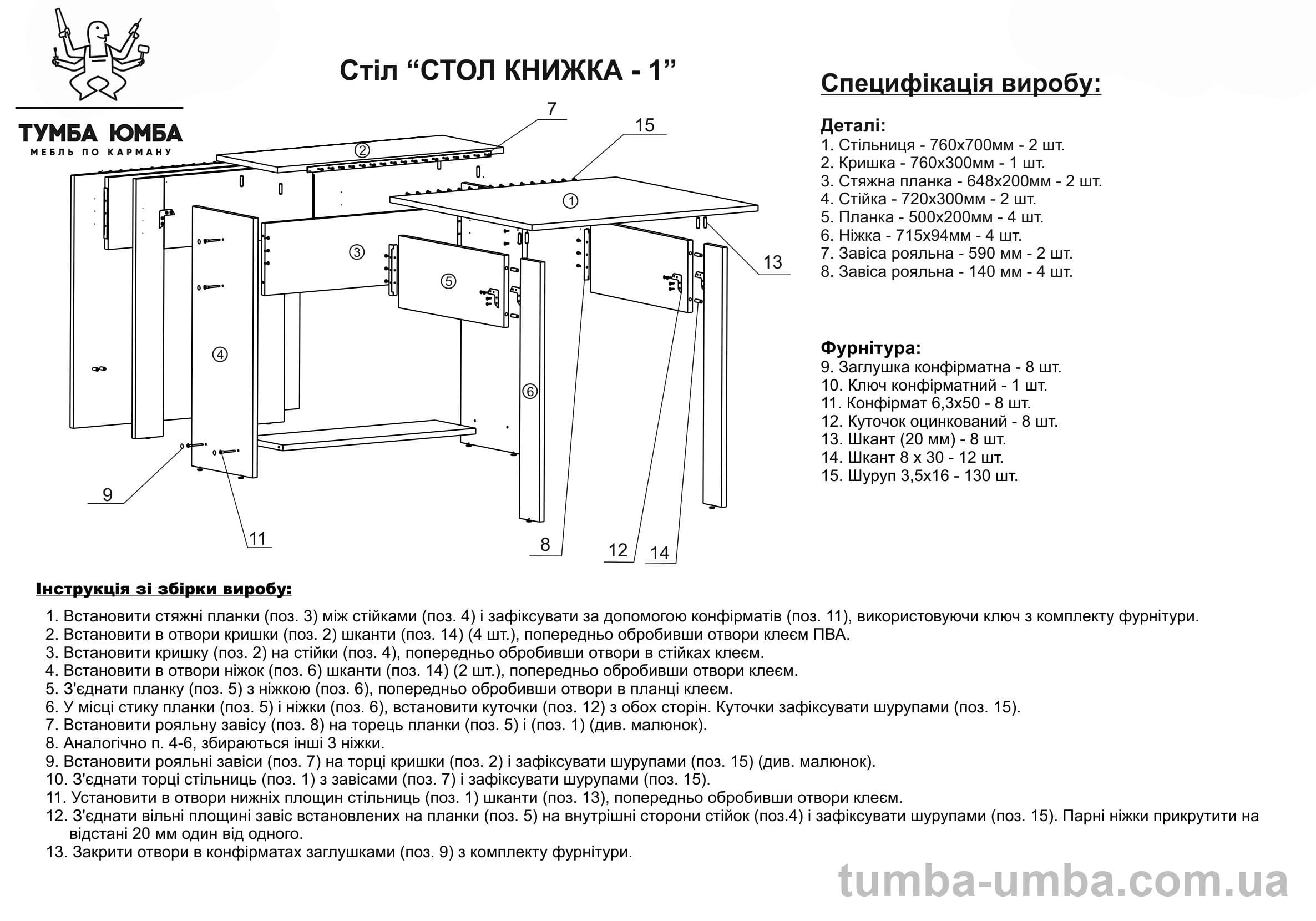 Сборка стола книжки