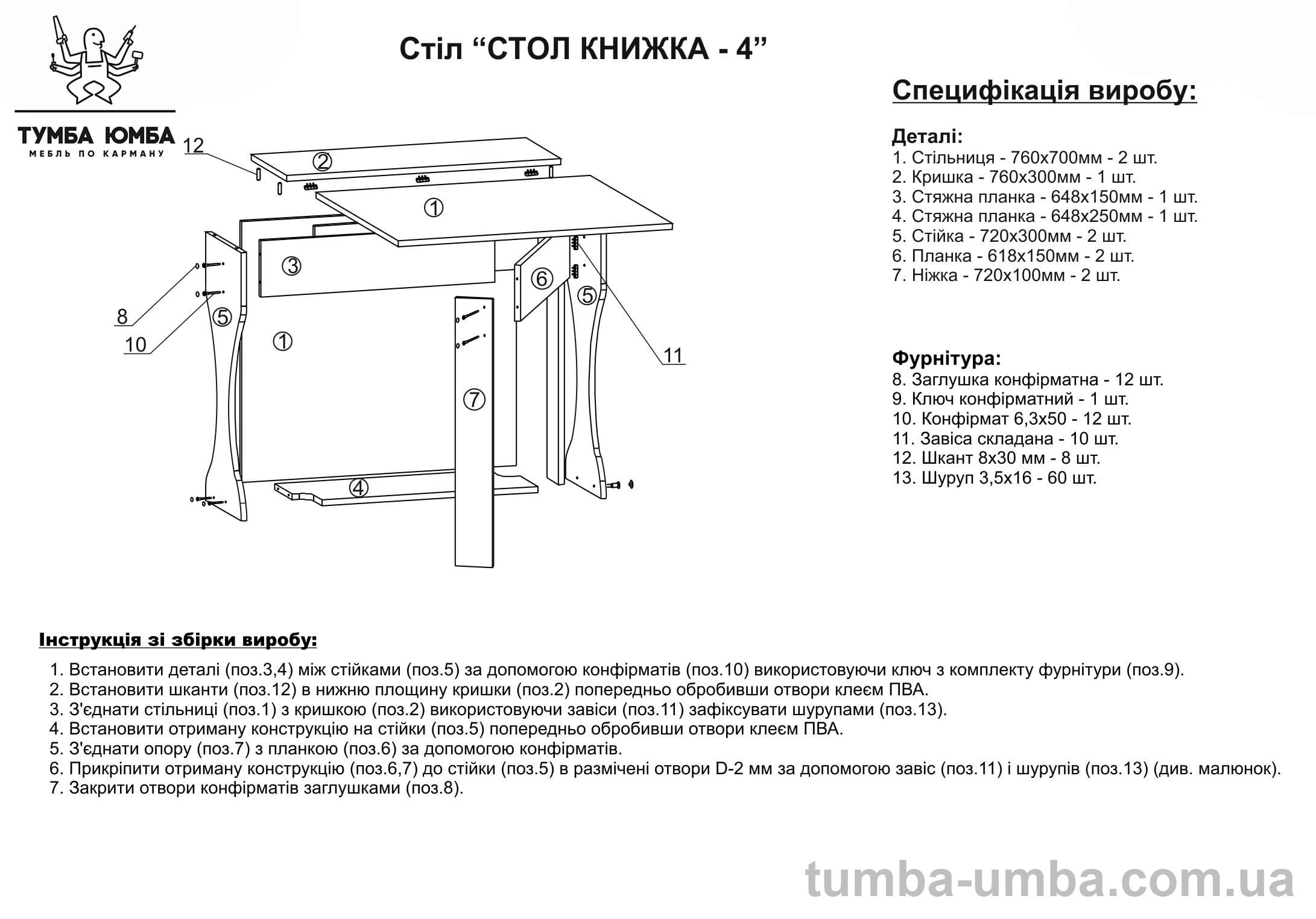 Инструкция стола